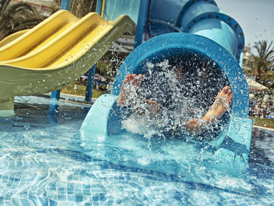 Little girl in water park