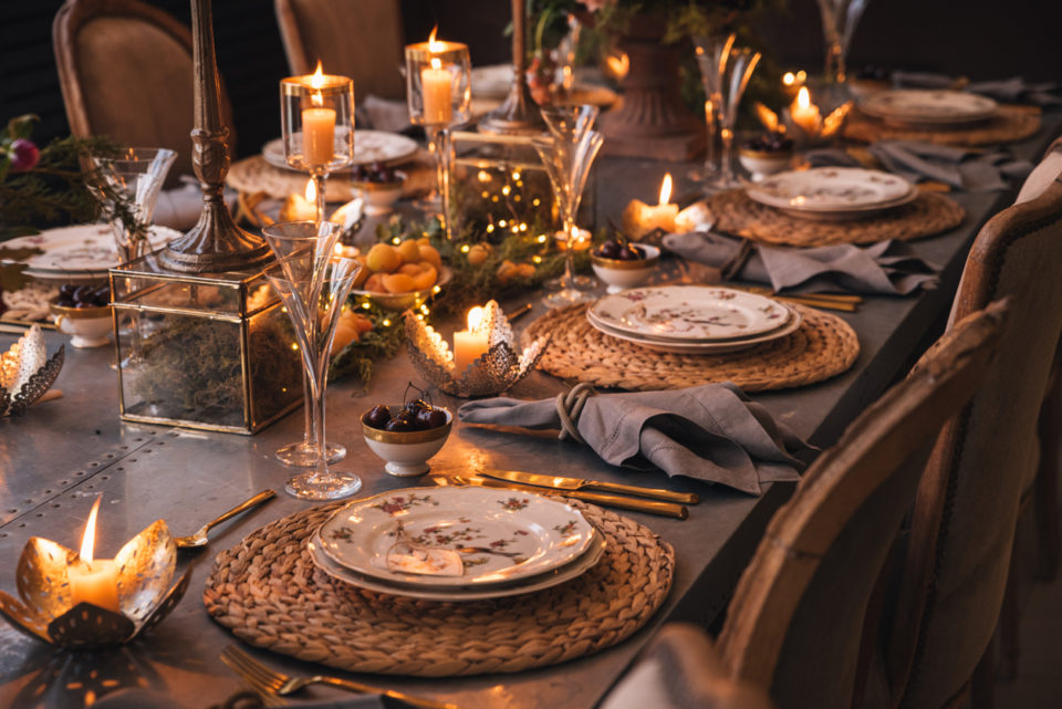 Christmas table with candles