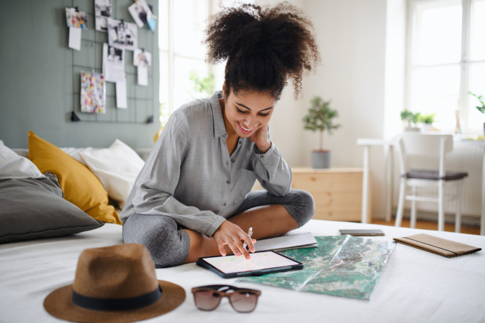 woman making travel plans