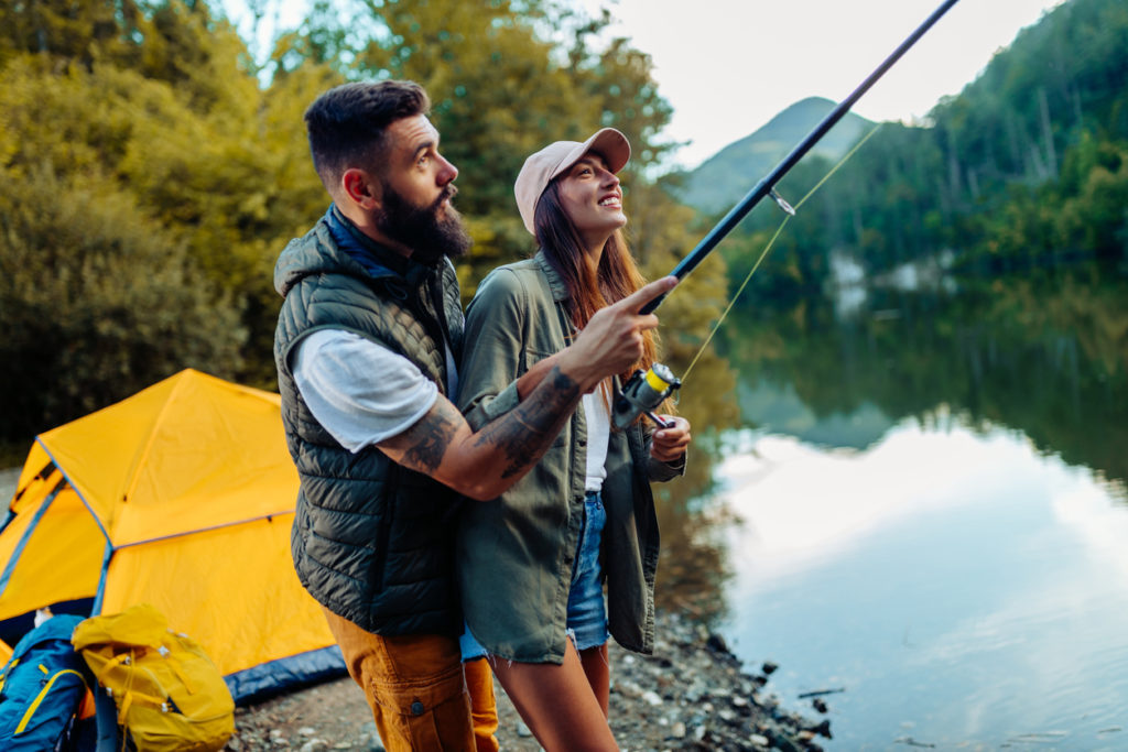 Man and his girlfriend on a fishing trip